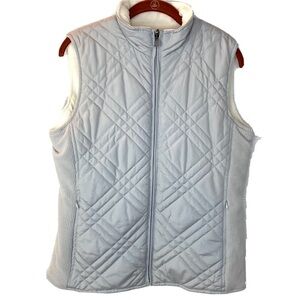 Izod Puffer Vest Reversible Zip Up Fleece  Lightweight Grayish White Vest Sz M
